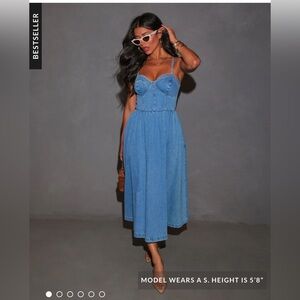 Vici denim dress- size medium new without tags. Never worn. Color: indigo